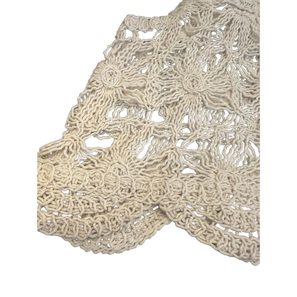 Zara Top Womens Size Medium Cream Crochet Sleeveless Scalloped Hem Ruffled - Picture 6 of 10